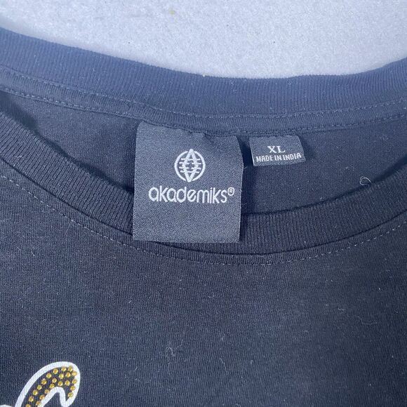 Vintage Akademiks T Shirt Men XL Hip Hop Big Logo Y2K AKDMKS Black Rhinestone - Picture 4 of 10